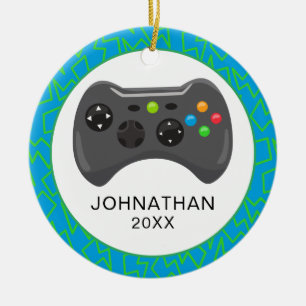 Personalised Fun Christmas Video Gamer Ceramic Tree Decoration