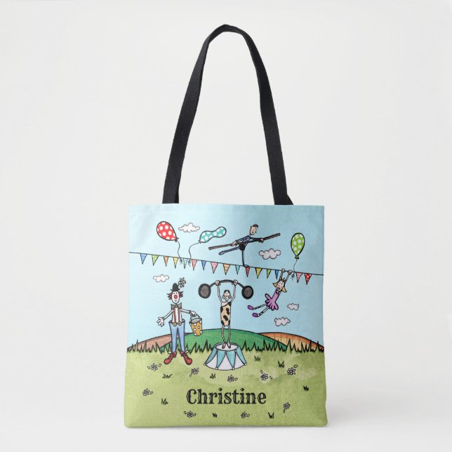 Personalised Fun Circus Themed Tote Bag (Front)