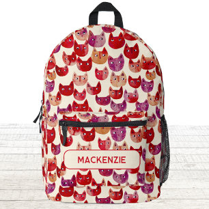Personalised Fun Colourful Watercolor Cat Pattern Printed Backpack