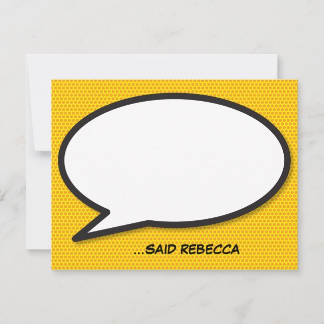 Personalised Fun Comic Book Speech Bubble Card (Front)