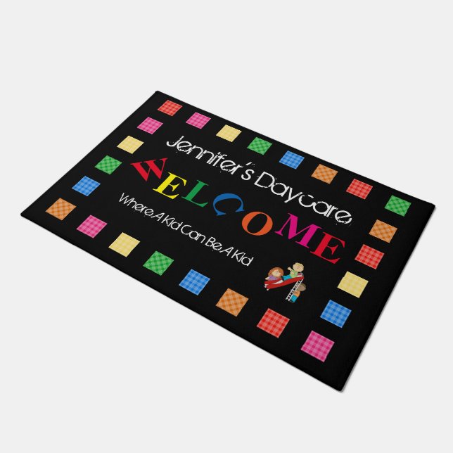 Personalised Fun Daycare Welcome Doormat (Angled)
