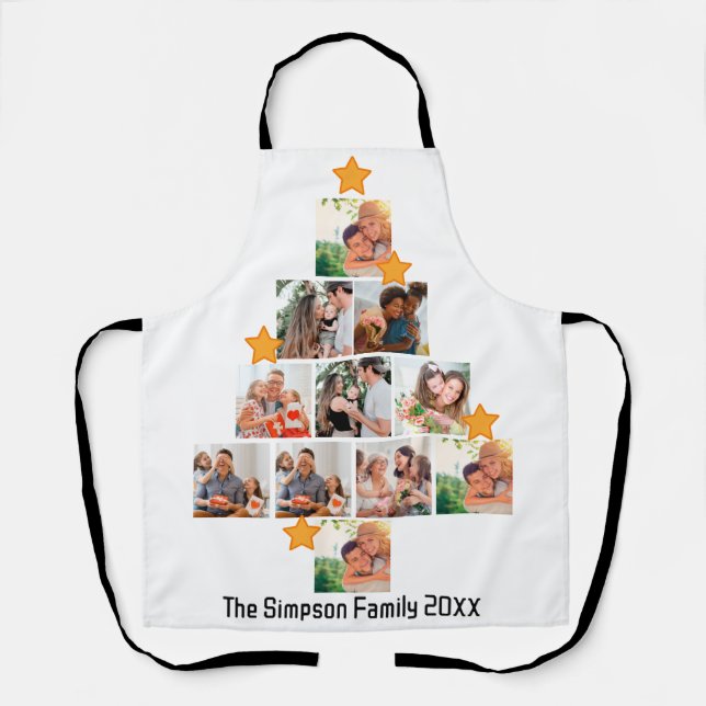 Personalised Fun Family Christmas 11 Photo Collage Apron (Front)