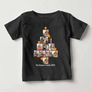 Personalised Fun Family Christmas 11 Photo Collage Baby T-Shirt