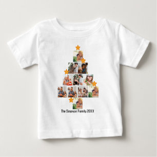 Personalised Fun Family Christmas 11 Photo Collage Baby T-Shirt
