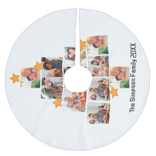 Personalised Fun Family Christmas 11 Photo Collage Brushed Polyester Tree Skirt