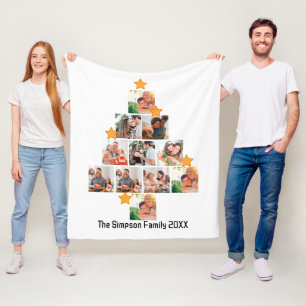 Personalised Fun Family Christmas 11 Photo Collage Fleece Blanket