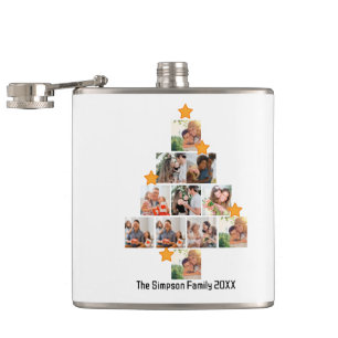 Personalised Fun Family Christmas 11 Photo Collage Hip Flask