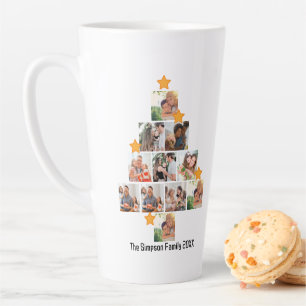 Personalised Fun Family Christmas 11 Photo Collage Latte Mug