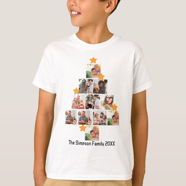 Personalised Fun Family Christmas 11 Photo Collage T-Shirt (Front)