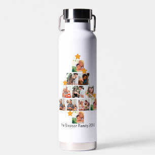 Personalised Fun Family Christmas 11 Photo Collage Water Bottle