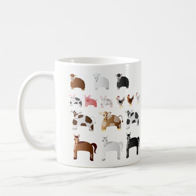 Personalised Fun Farm Animals Coffee Mug (Left)
