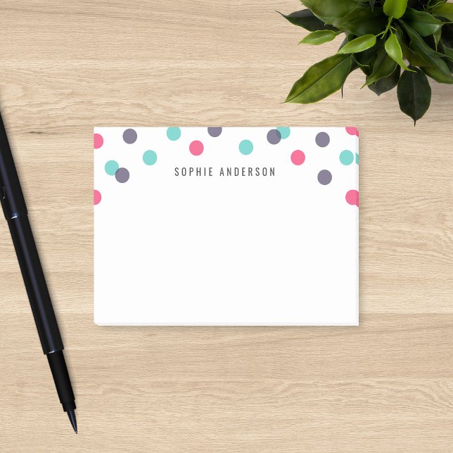 Personalised Fun Indigo Pink Teal Confetti Post-it Notes (Creator Uploaded)