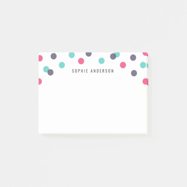 Personalised Fun Indigo Pink Teal Confetti Post-it Notes (Front)