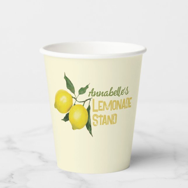 Personalised Fun Kids Lemonade Stand Paper Cups (Front)