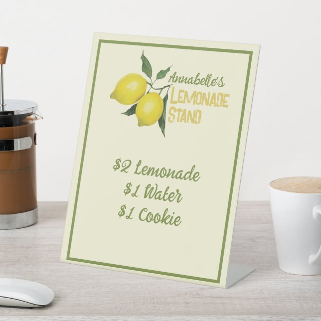 Personalised Fun Kids Lemonade Stand Pedestal Sign (In SItu)