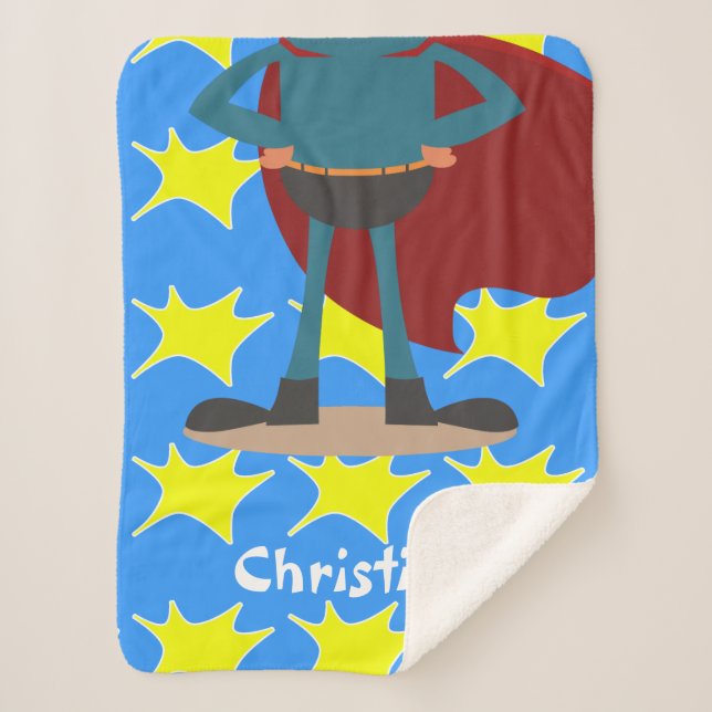 Personalised Fun Novelty Superhero Sherpa Blanket (Front)