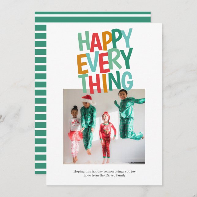 Personalised Fun Photo Happy Everything Christmas Holiday Card (Front/Back)