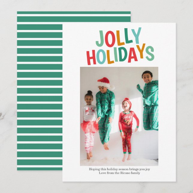 Personalised Fun Photo Jolly Holidays Christmas Holiday Card (Front/Back)
