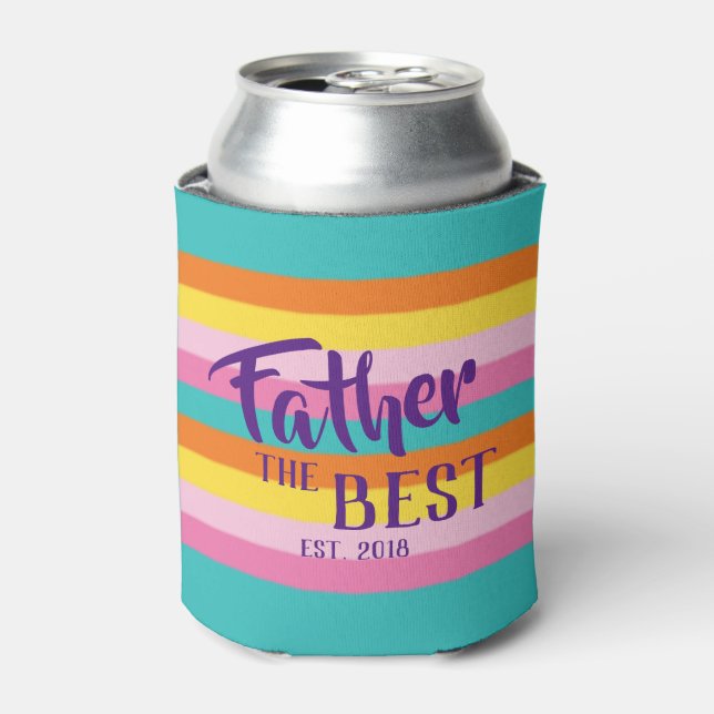 Personalised Fun Rainbow Stripes Graphic Can Cooler (Can Front)