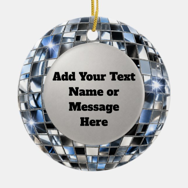 Personalised Fun Silver Disco Mirrorball Ornament (Front)