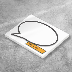 Personalised Fun Simple Comic Book Speech Bubble Post-it Notes