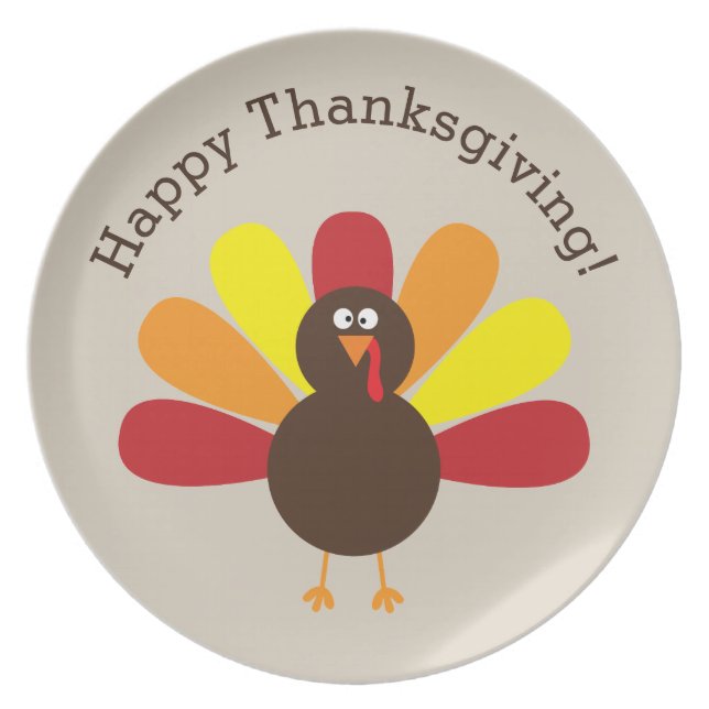Personalised Fun Thanksgiving Turkey Plate (Front)