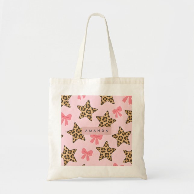 Personalised Fun Tiger Print Star Pattern Tote Bag (Front)