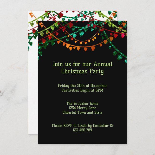 Personalised Fun Unique Colourful Christmas Party  Invitation (Front/Back)