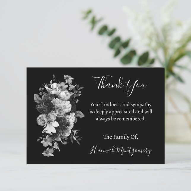 Personalised Funeral and Sympathy Thank You Cards (Standing Front)