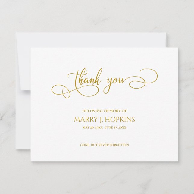 Personalised Funeral Bereavement Thank You Card (Front)