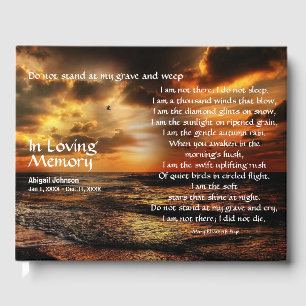 Personalised Funeral Guest Book with Poem & Ocean