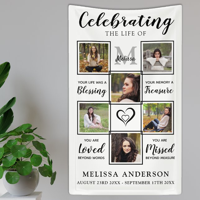 Personalised Funeral Memorial Unique Photo Collage Banner (Creator Uploaded)