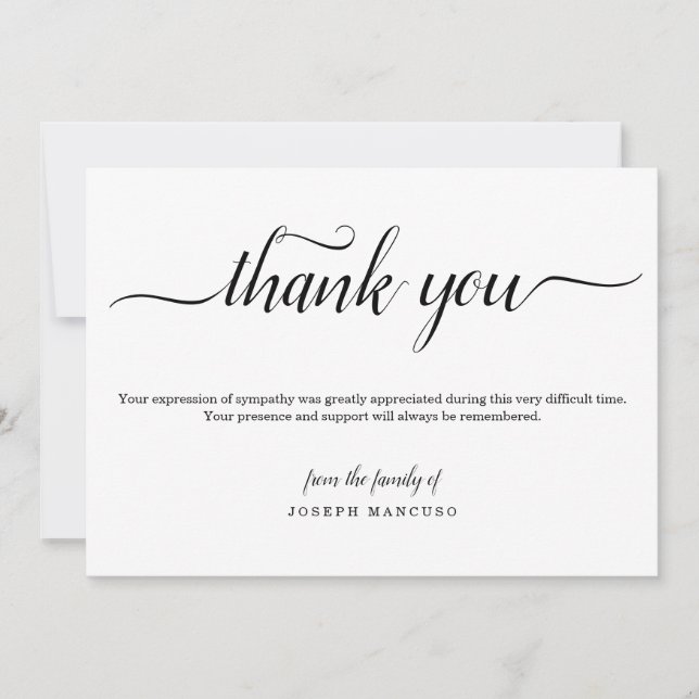 Personalised Funeral Thank You Card with Photo (Front)