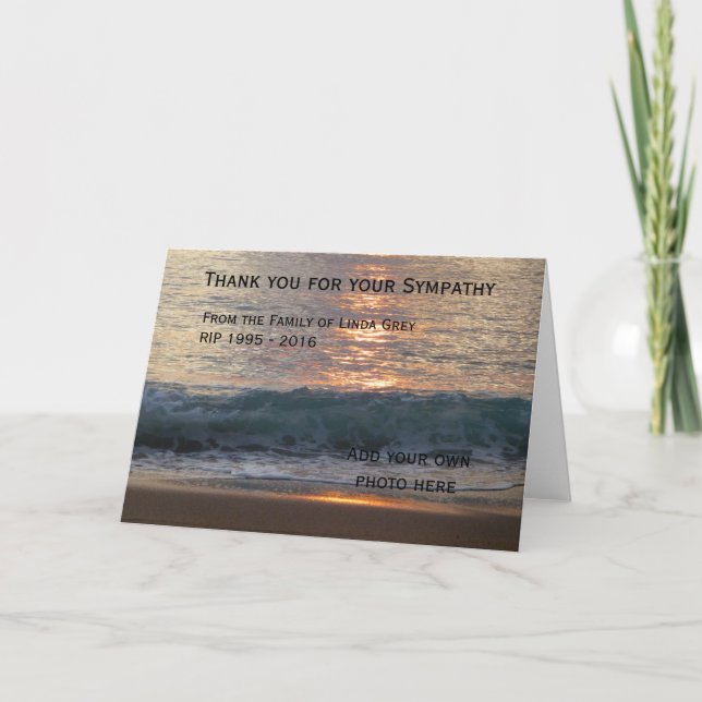 Personalised funeral thank you cards - Sea at Dawn (Front)