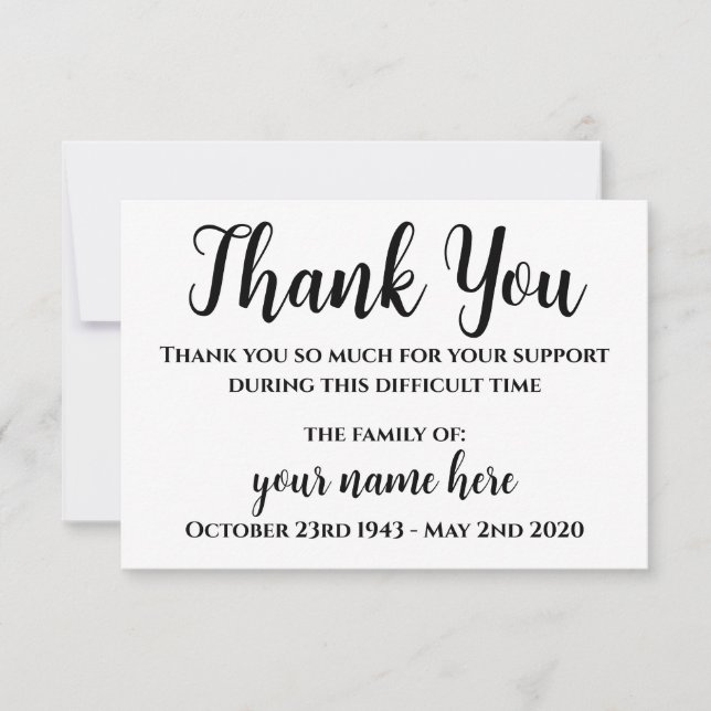 Personalised Funeral Thank You Notecards (Front)
