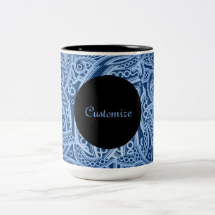 Personalised Funky Blue Paisley Pattern Mug