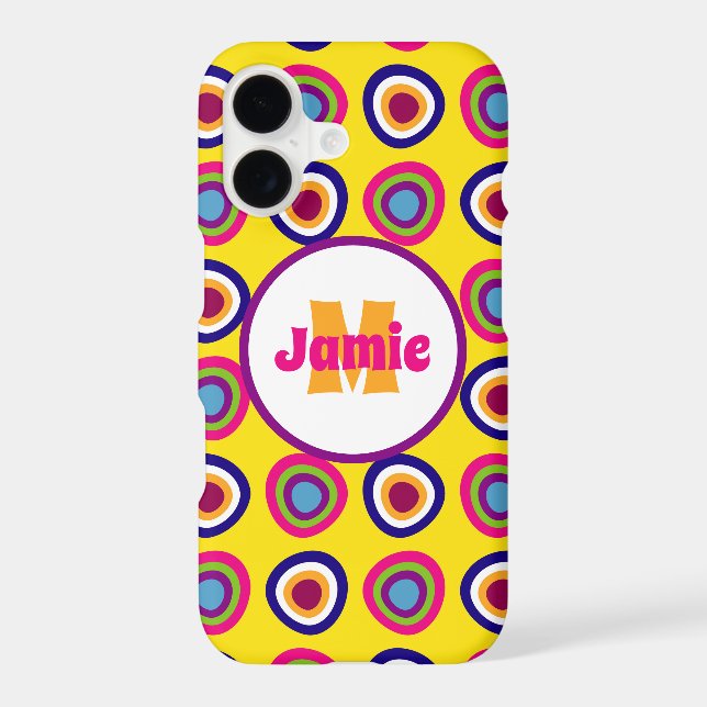 Personalised Funky Circles Pattern on Yellow (Back)