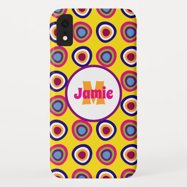 Personalised Funky Circles Pattern on Yellow Case-Mate iPhone Case (Back)