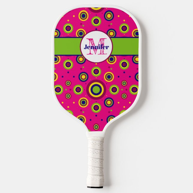 Personalised Funky Circles Pattern Pickleball Paddle (Back)