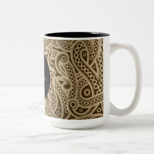 Personalised Funky Gold Paisley Pattern Mug