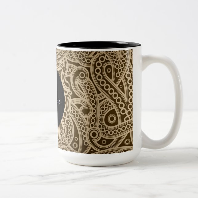 Personalised Funky Gold Paisley Pattern Mug (Right)