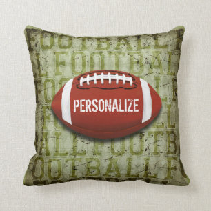 Personalised Funky Green Grunge Football Cushion