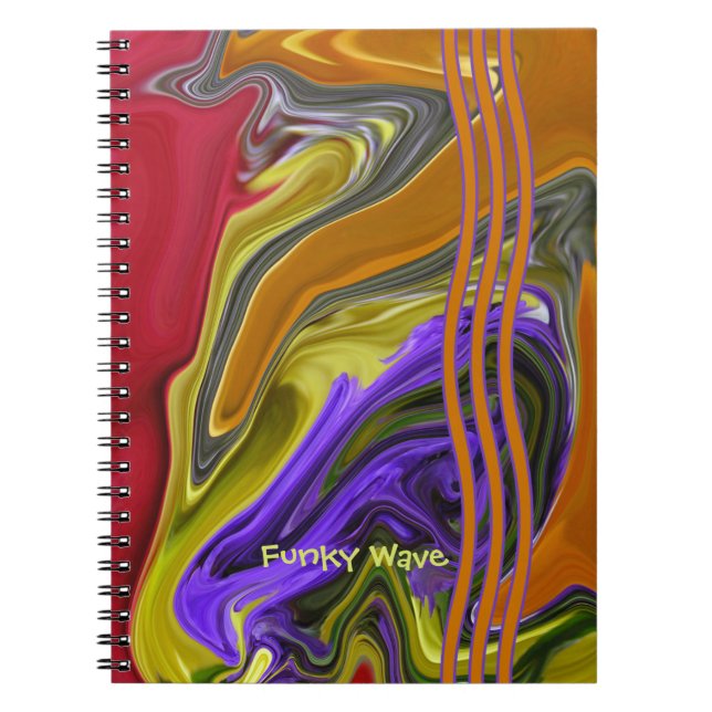 Personalised Funky Liquid Wave Abstract Notebook (Front)