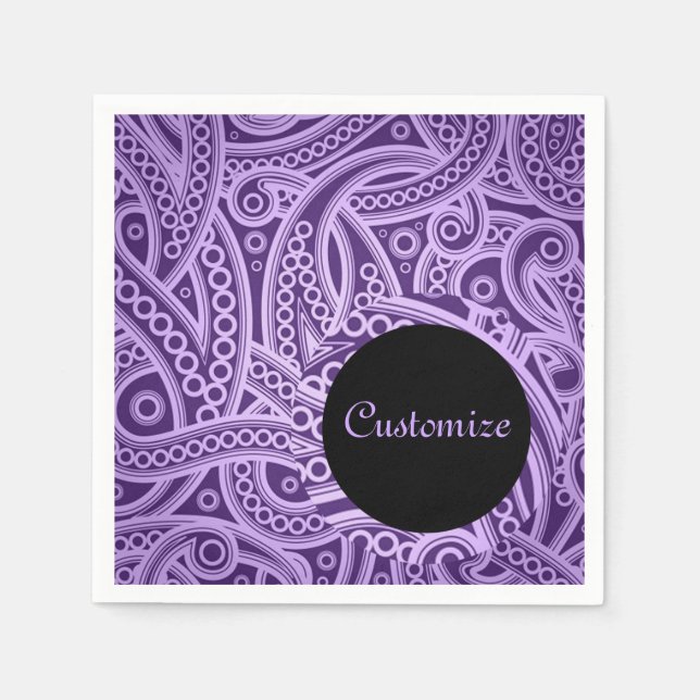 Personalised Funky Purple Paisley Pattern Napkins (Front)