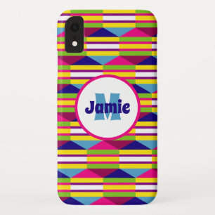 Personalised Funky Stripes, Triangles Pattern iPhone XR Case
