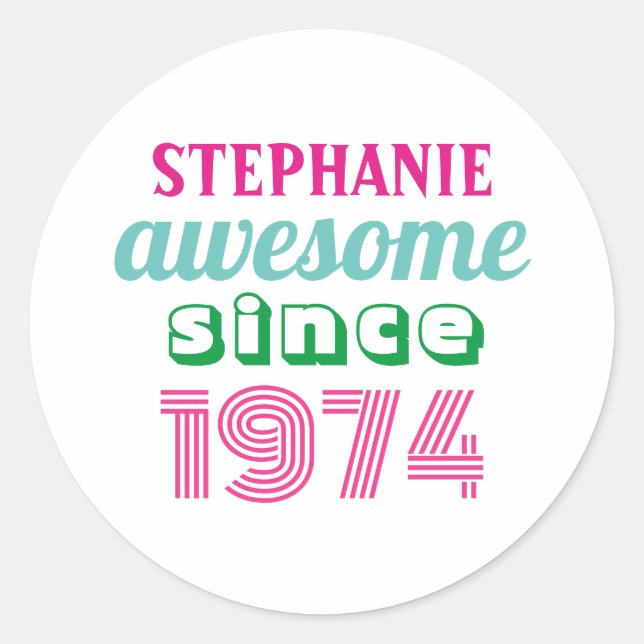 Personalised funny 50th birthday quote  classic round sticker (Front)