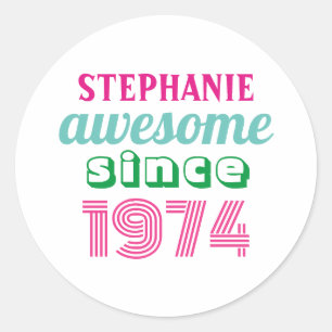 Personalised funny 50th birthday quote  classic round sticker