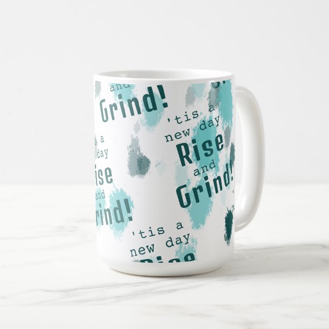 Personalised Funny Abstract Blue Grey Green Splash Coffee Mug (Front Right)