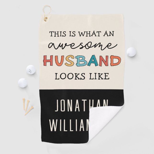 Personalised Funny Awesome Husband Gifts Golf Towel (InSitu)