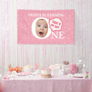 Personalised funny baby face 1st birthday party  banner